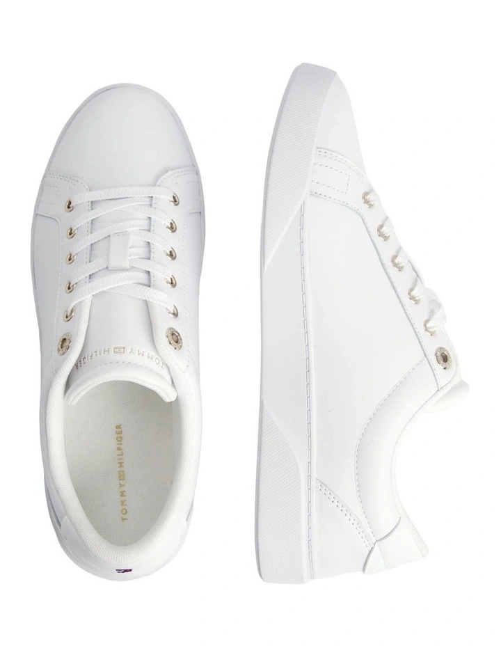 Gold Hardware Court Sneaker in White and Gold image 4