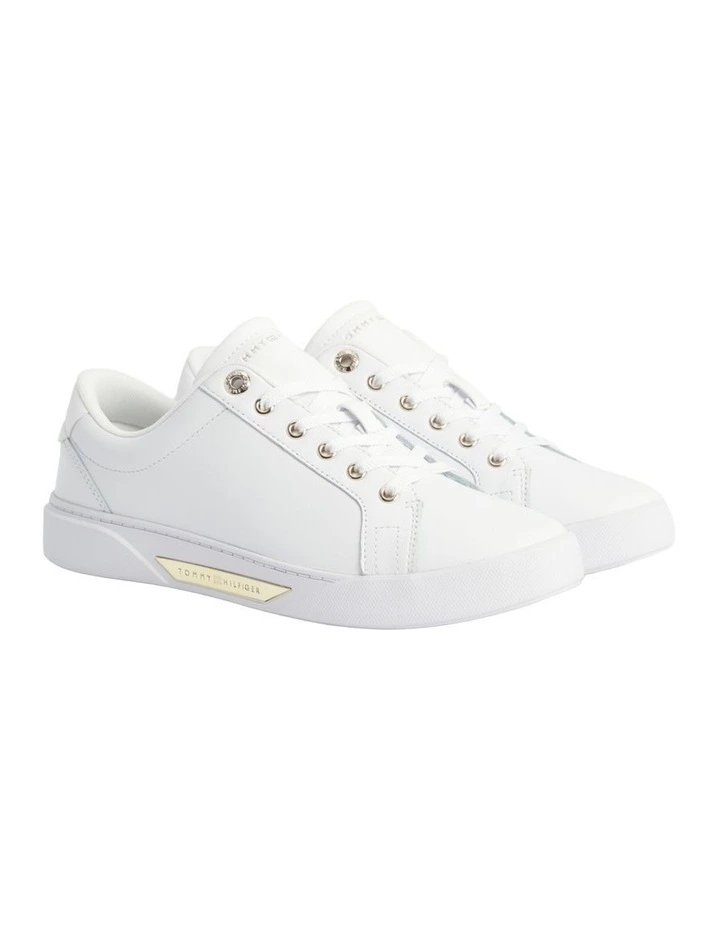 Gold Hardware Court Sneaker in White and Gold image 6