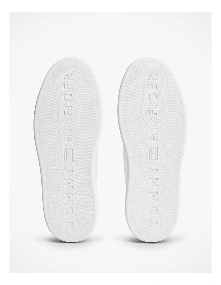 Logo Lightweight Leather Court Trainers in White image 5