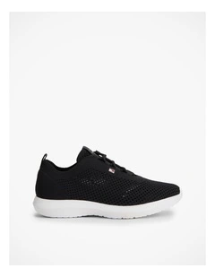 Enamel Flag Knit Trainers in Black