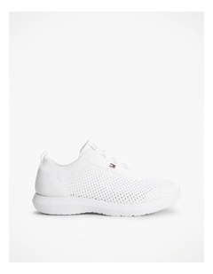 Enamel Flag Knit Trainers in White