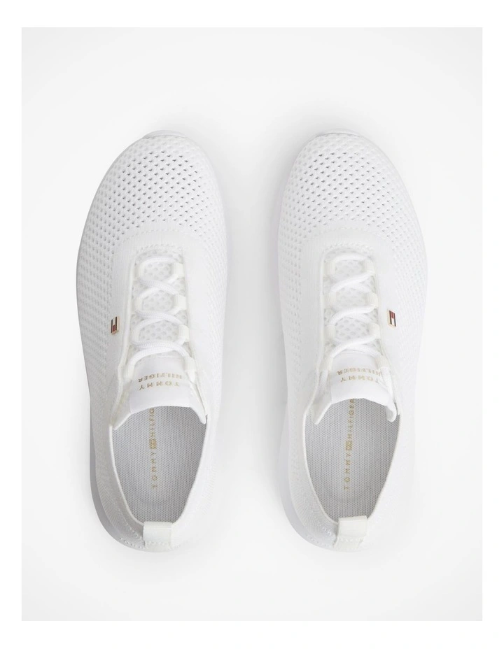 Enamel Flag Knit Trainers in White image 3