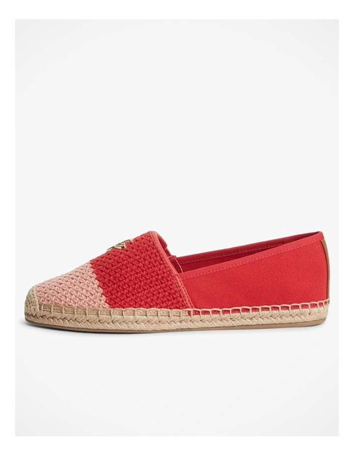 Logo Plaque Colour-Blocked Woven Espadrilles in Red image 5