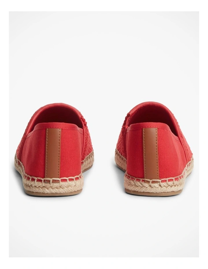Logo Plaque Colour-Blocked Woven Espadrilles in Red image 7