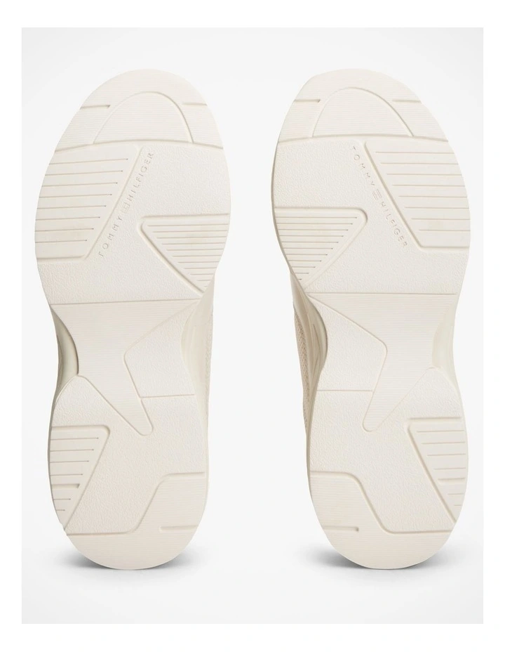 TH Monogram Mixed Texture Leather Trainers in Cream image 3