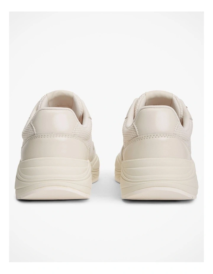 TH Monogram Mixed Texture Leather Trainers in Cream image 4
