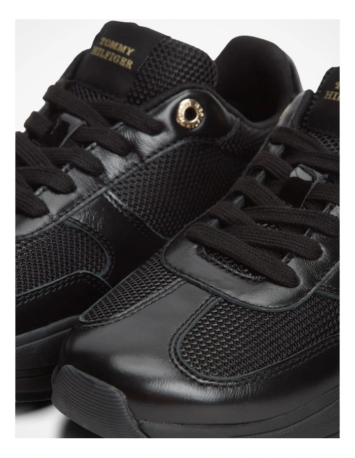 TH Monogram Mixed Texture Leather Trainers in Black image 2