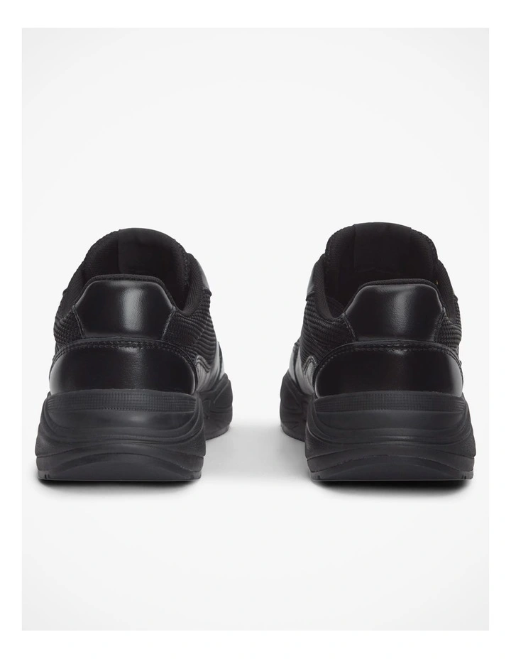 TH Monogram Mixed Texture Leather Trainers in Black image 3