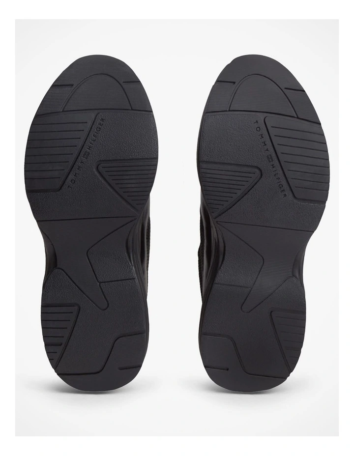 TH Monogram Mixed Texture Leather Trainers in Black image 7
