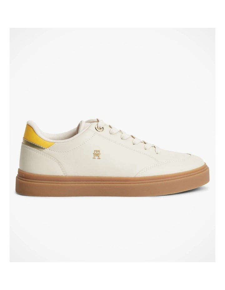 TH Monogram Leather Trainers in Beige image 1