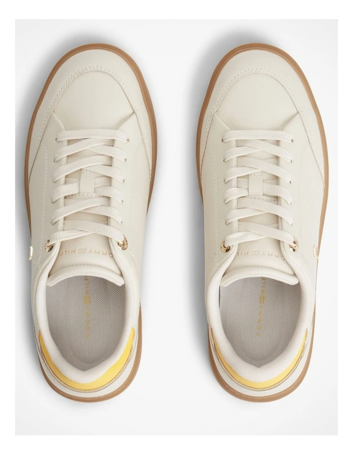 TH Monogram Leather Trainers in Beige image 4