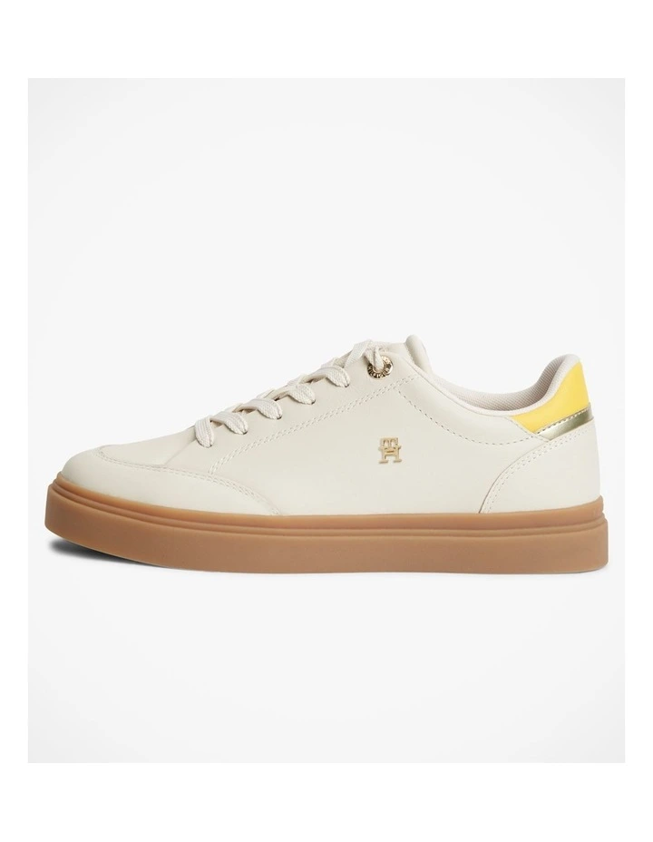 TH Monogram Leather Trainers in Beige image 7