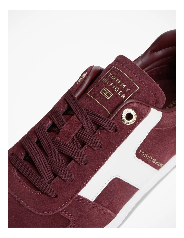 Suede Mixed Texture Enamel Flag Trainers in Red image 2