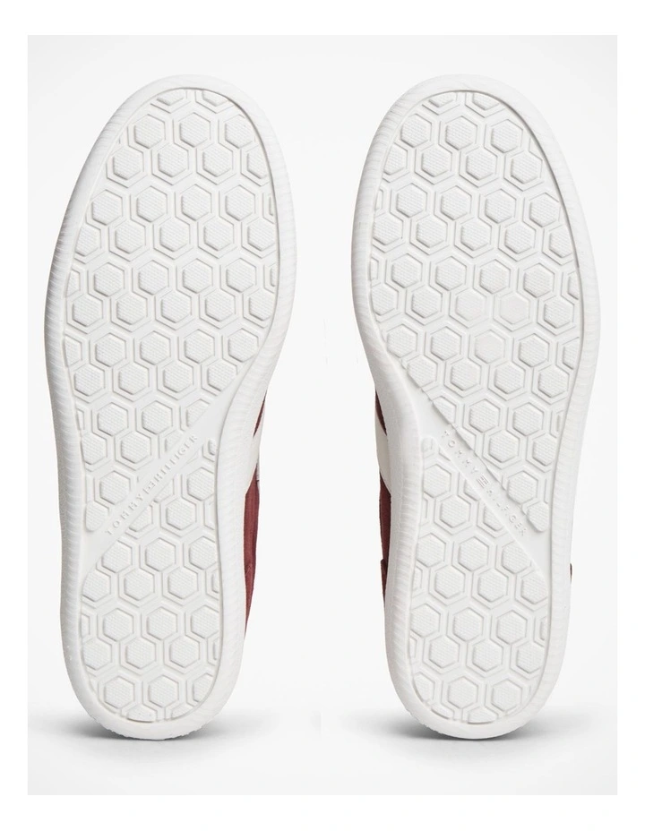 Suede Mixed Texture Enamel Flag Trainers in Red image 3