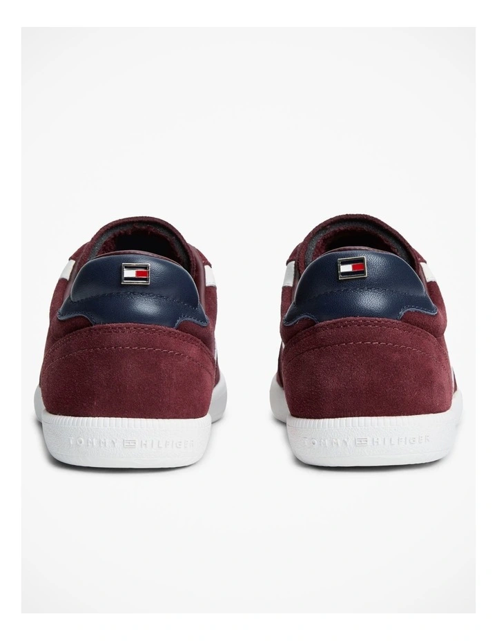 Suede Mixed Texture Enamel Flag Trainers in Red image 5