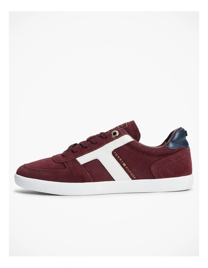 Suede Mixed Texture Enamel Flag Trainers in Red image 7