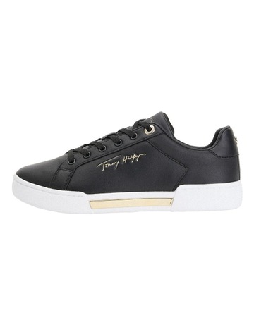 plain black leather sneakers
