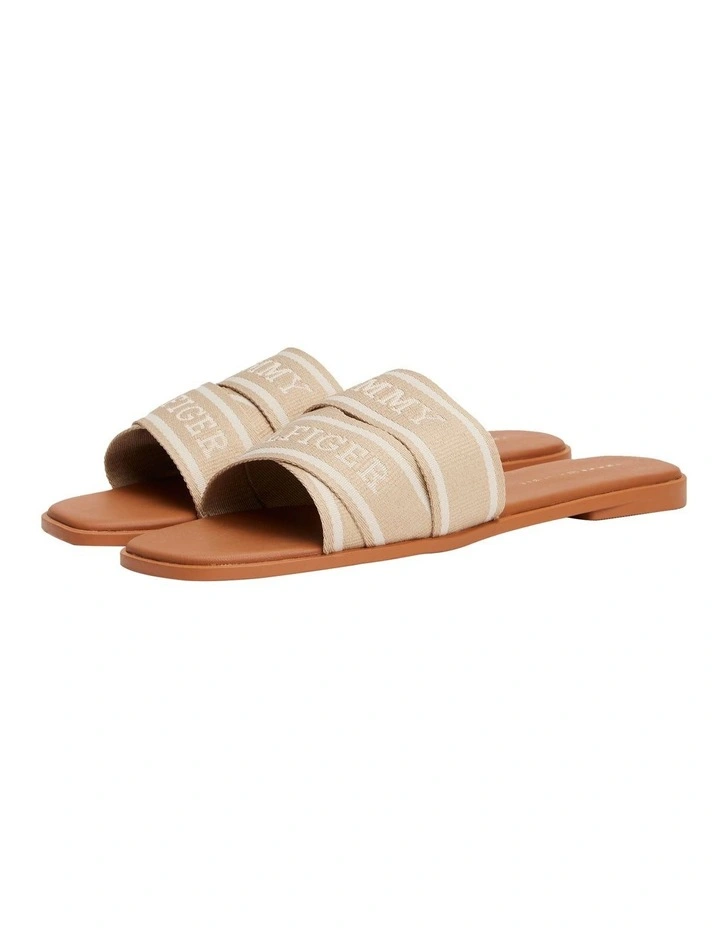 Webbing Woven Logo Strap Mules in Horseradish image 1