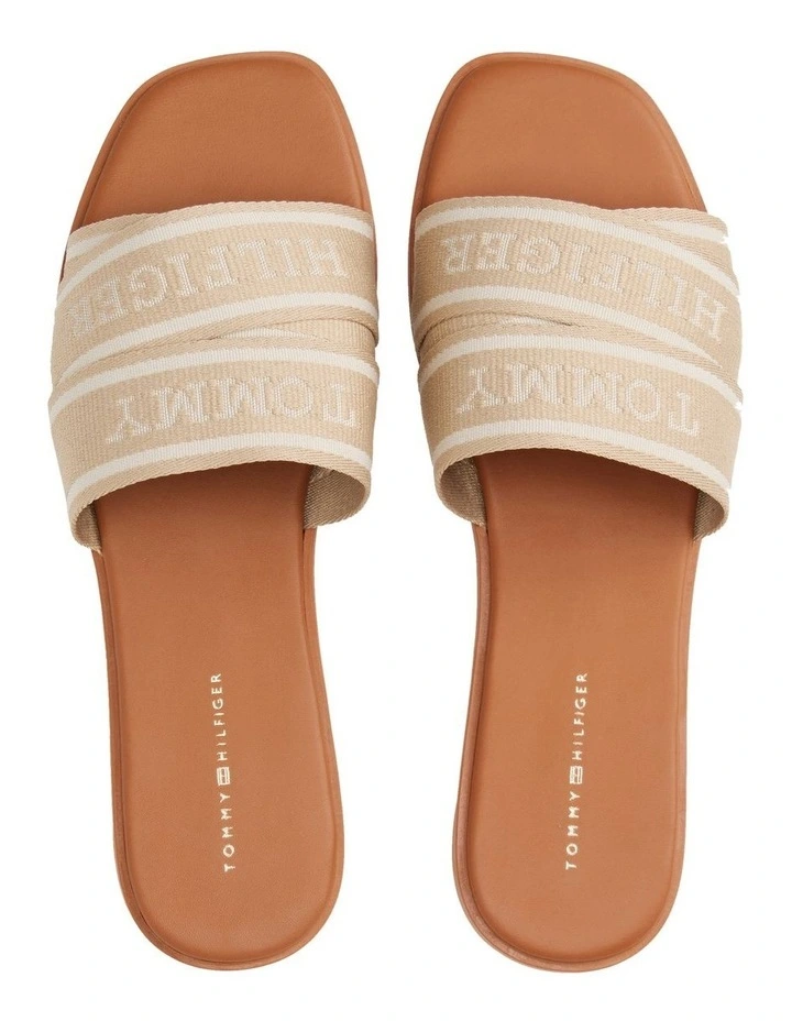 Webbing Woven Logo Strap Mules in Horseradish image 3