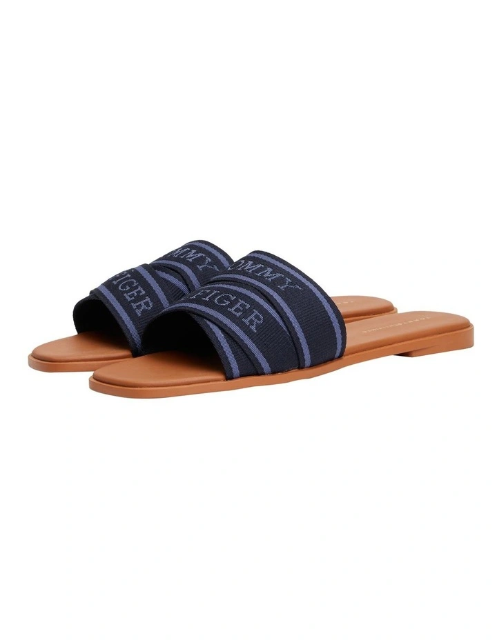 Webbing Woven Logo Strap Mules in Space Blue image 1