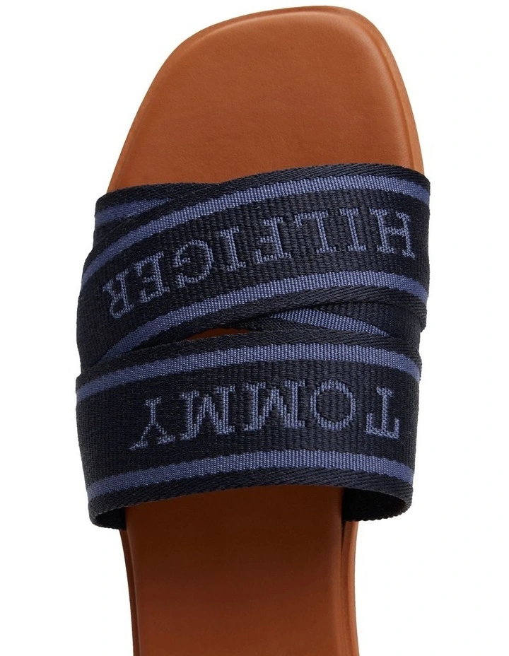 Webbing Woven Logo Strap Mules in Space Blue image 4