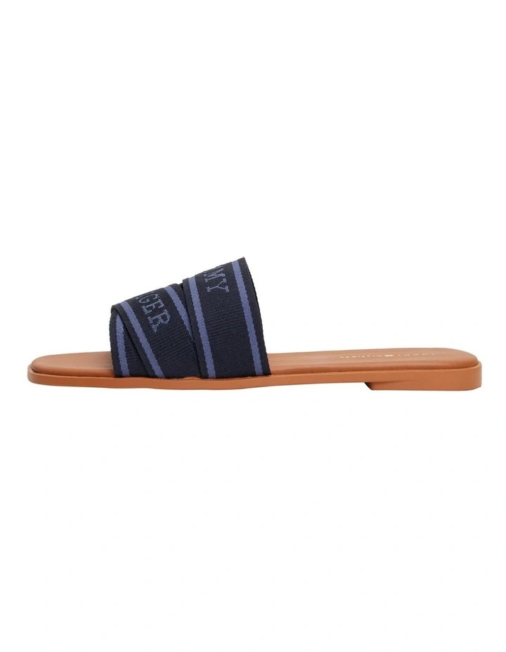 Webbing Woven Logo Strap Mules in Space Blue image 6
