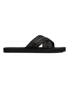 Demi Cross Strap Beach Sandal in Black