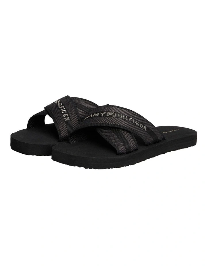 Demi Cross Strap Beach Sandal in Black image 3