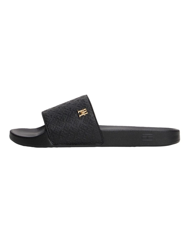 Embossed Monogram Pool Slides in Black image 2