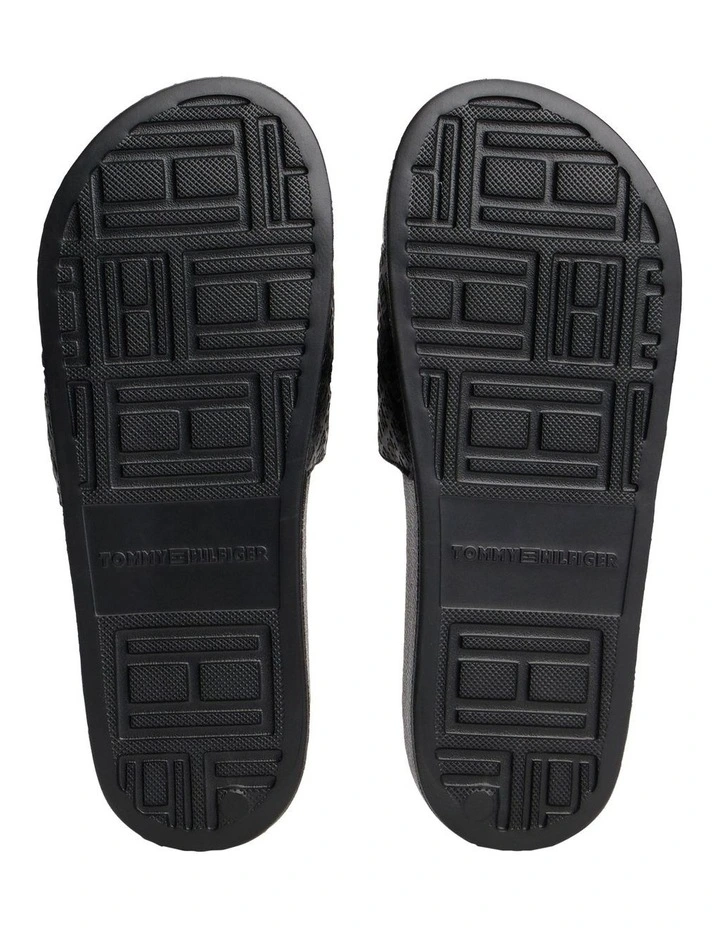 Embossed Monogram Pool Slides in Black image 6