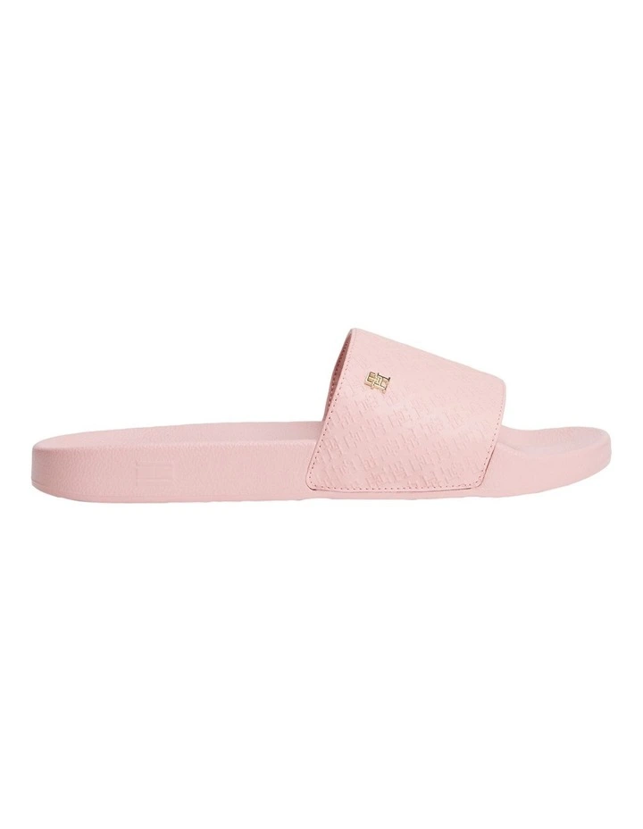 Embossed Monogram Pool Slides in Pink image 1