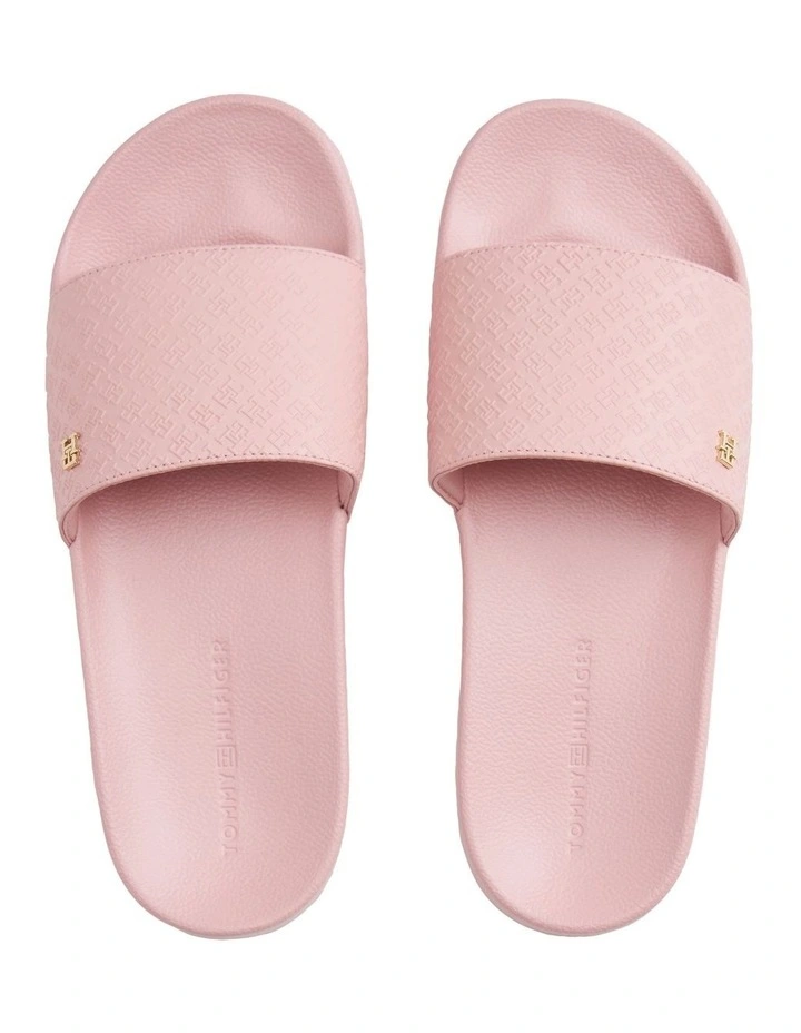 Embossed Monogram Pool Slides in Pink image 4