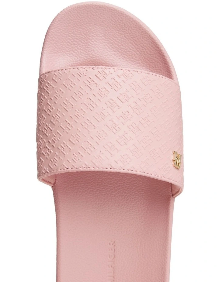 Embossed Monogram Pool Slides in Pink image 5