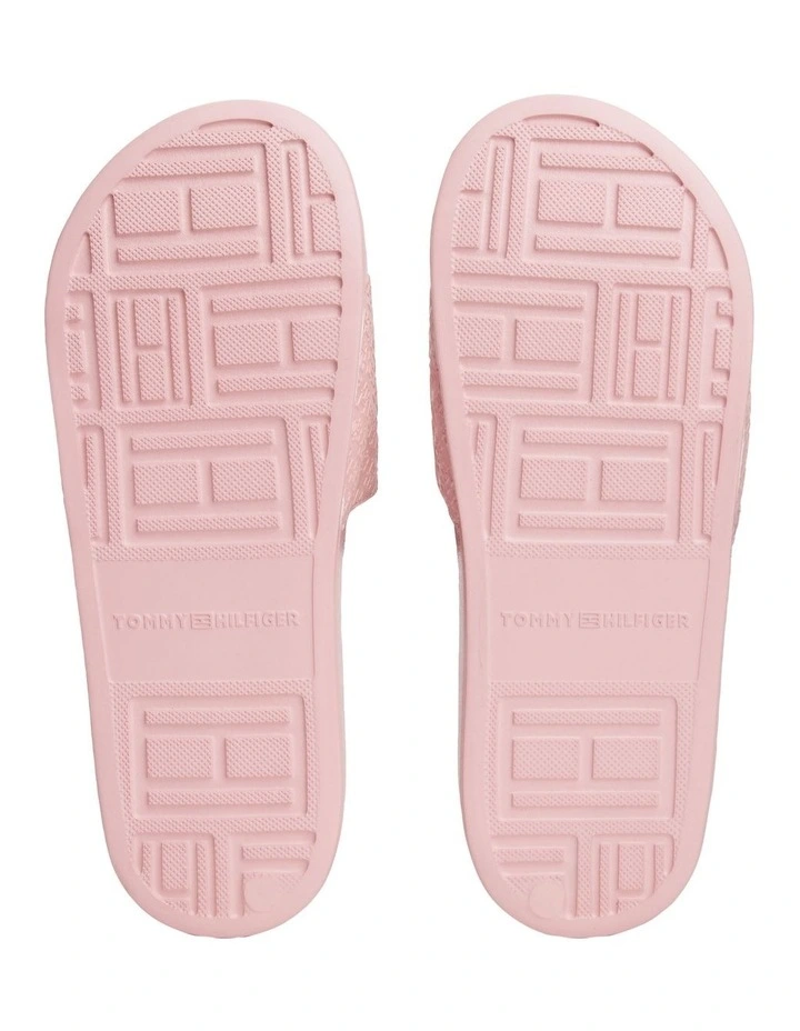Embossed Monogram Pool Slides in Pink image 6