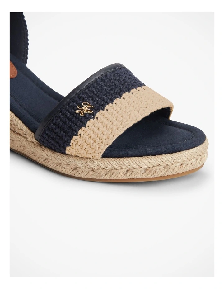 Logo Plaque Woven Wedge Heel Espadrilles in Navy image 2