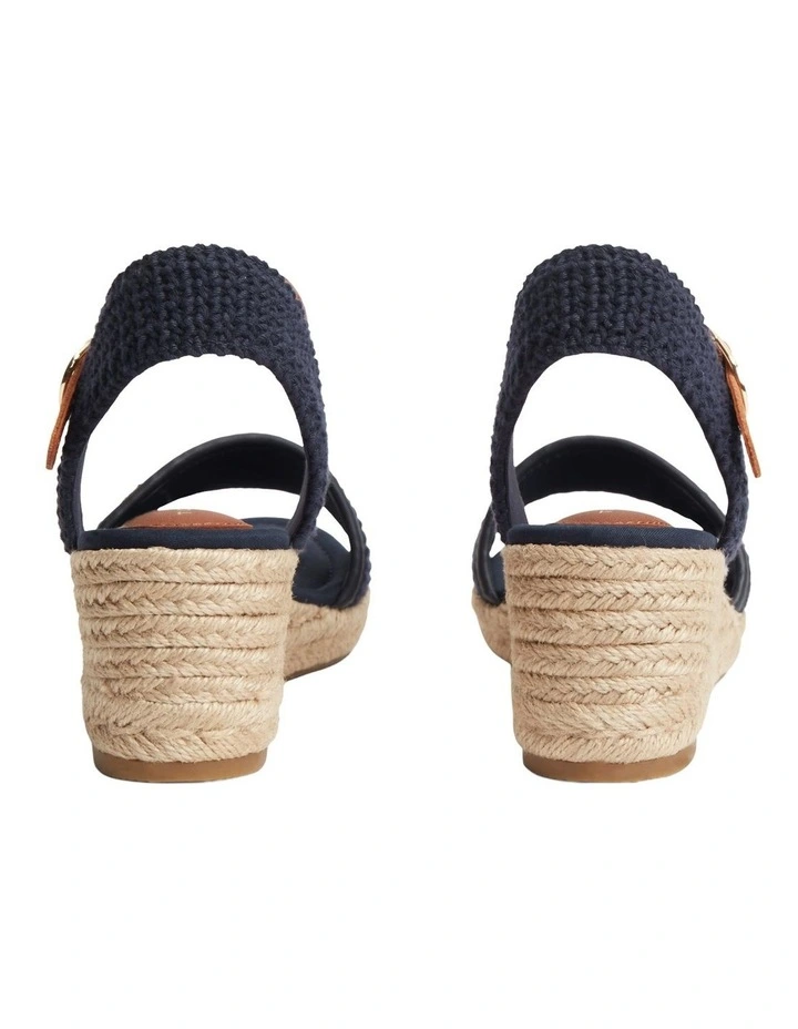 Logo Plaque Woven Wedge Heel Espadrilles in Navy image 3