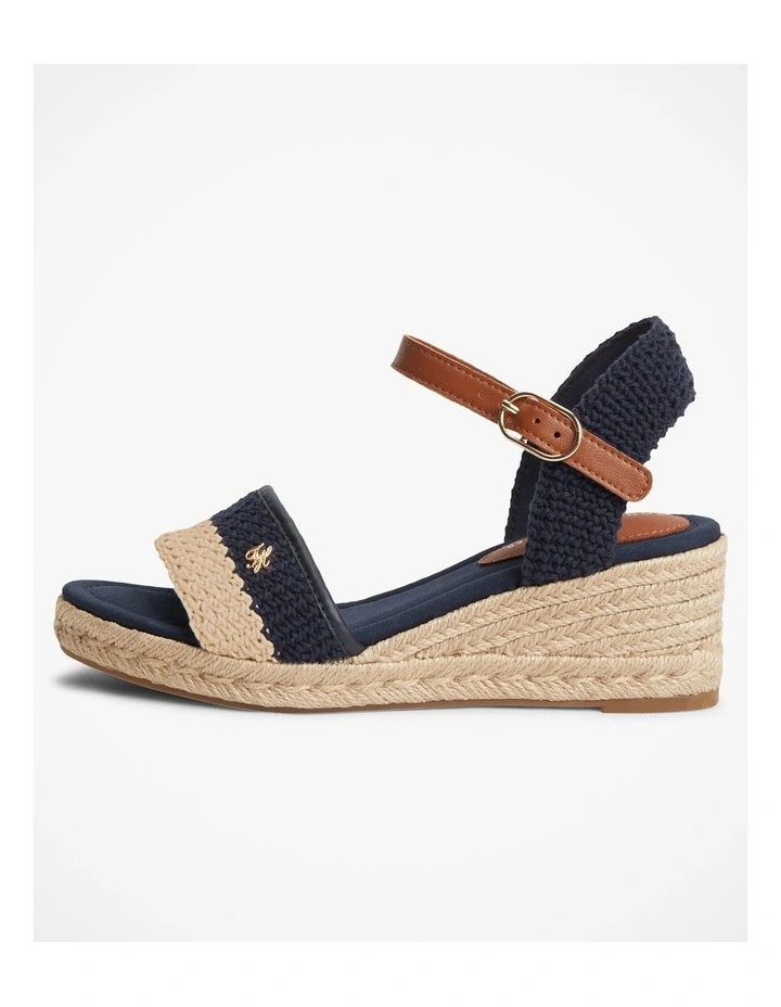 Logo Plaque Woven Wedge Heel Espadrilles in Navy image 4
