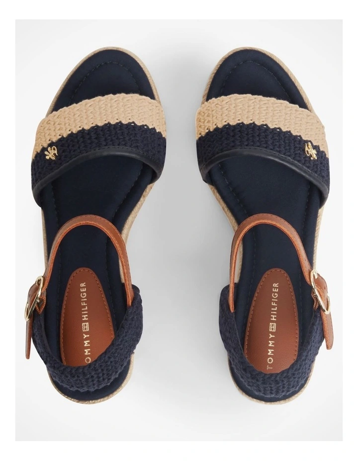 Logo Plaque Woven Wedge Heel Espadrilles in Navy image 5