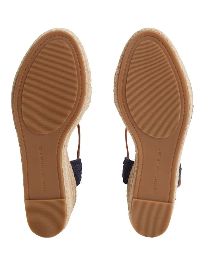 Logo Plaque Woven Wedge Heel Espadrilles in Navy image 6