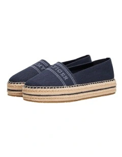 Denim Platform Espadrilles in Space Blue