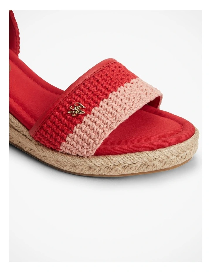 Logo Plaque Woven Wedge Heel Espadrilles in Red image 2