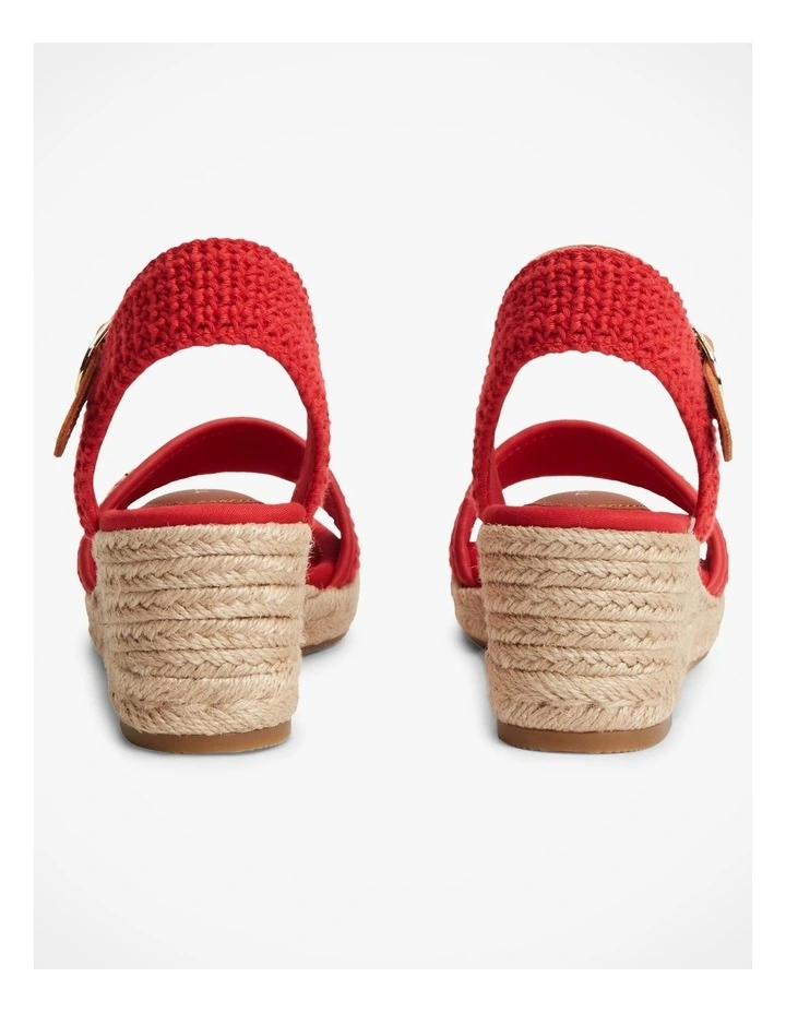 Logo Plaque Woven Wedge Heel Espadrilles in Red image 3
