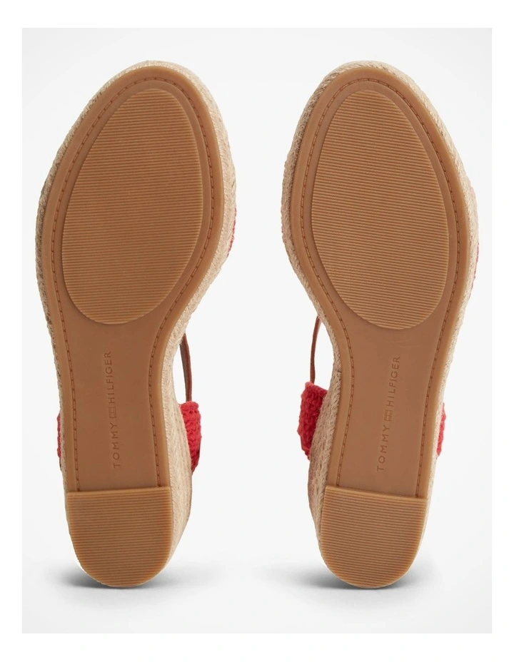 Logo Plaque Woven Wedge Heel Espadrilles in Red image 4