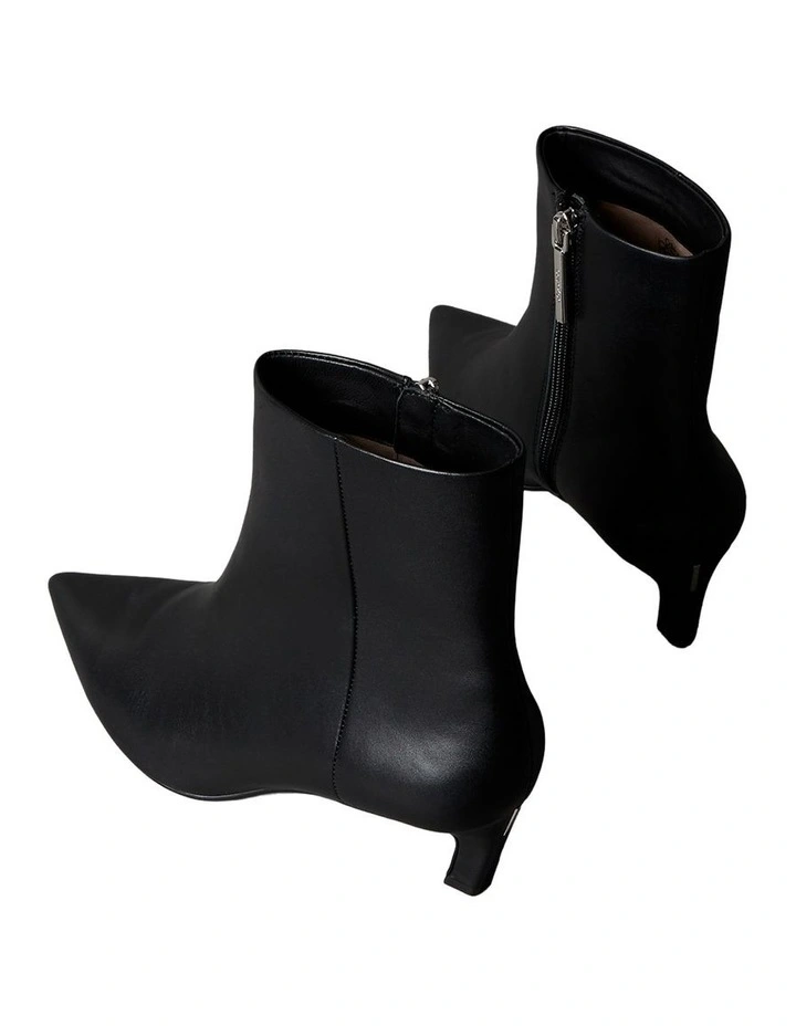 Leather Kitten Heel Zip Ankle Boots in CK Black image 2