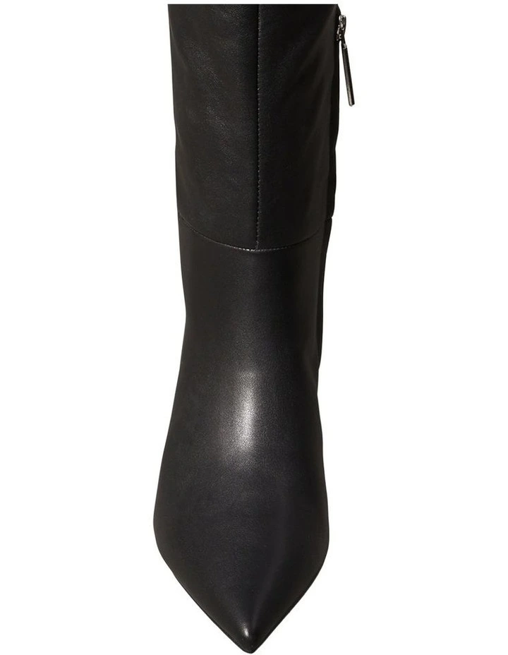 Leather Kitten Heel Tall Zip Boots in CK Black image 4