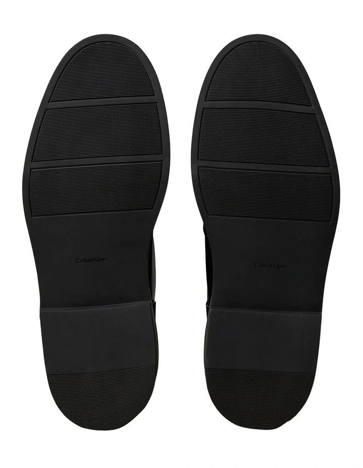 Leather Stacked Heel Boots in Black image 6