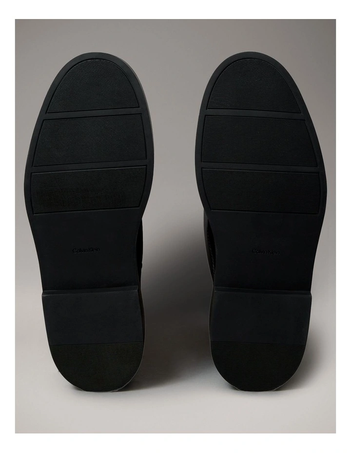 Leather Stacked Heel Biker Boots in Black image 6