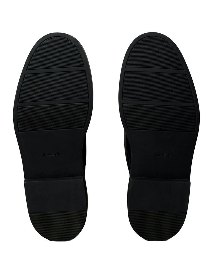 Leather Stacked Heel Biker Boots in Black image 6