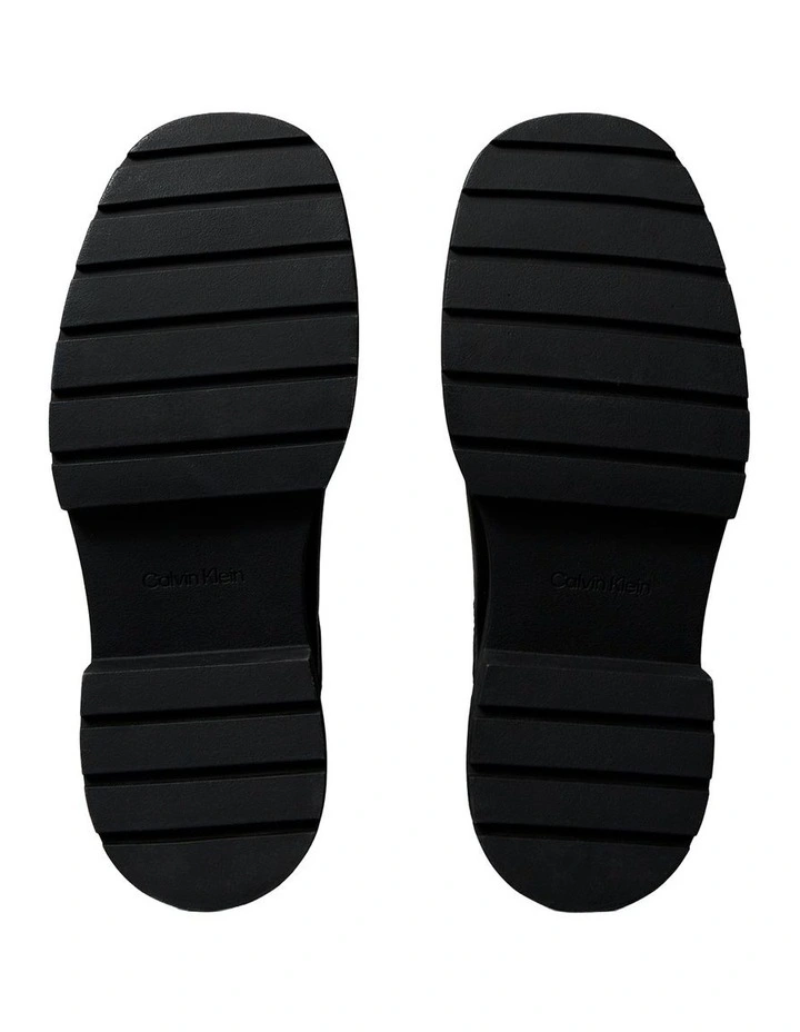 Leather Chunky Square Toe Chelsea Boots in Black image 6