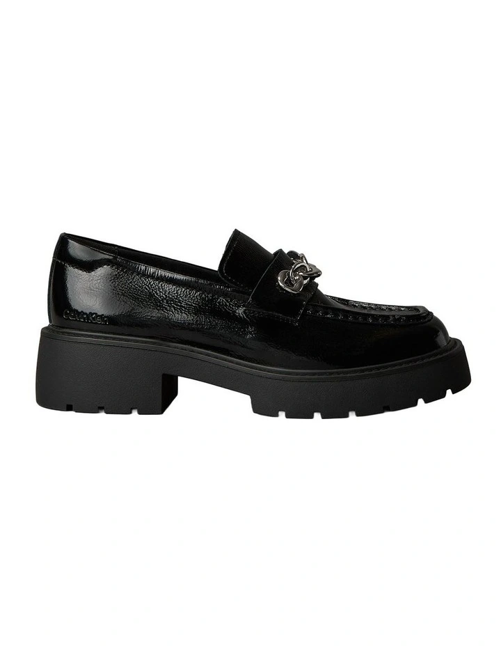 Leather Chunky Apron Toe Loafers in Black image 1